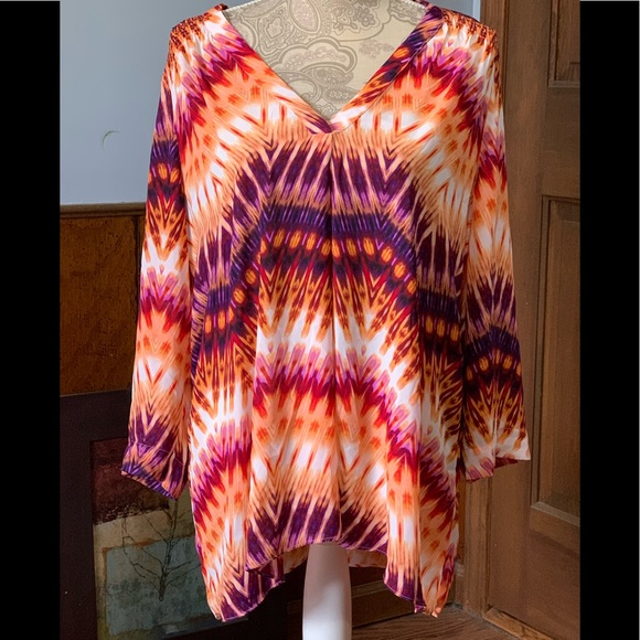 a.n.a Tops - ANA WOMANS SHEER BLOUSE SIZE XL MULTICOLORED